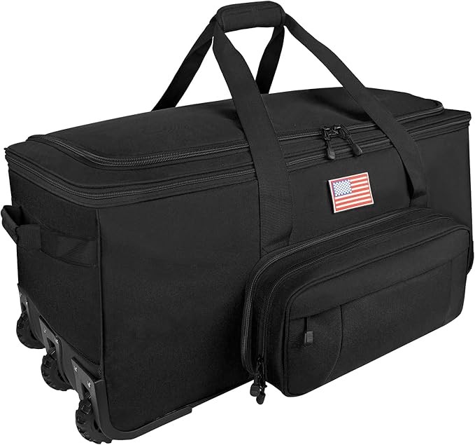 150L Large Rolling Duffle Bag with Wheels, Heavy Duty 32'' Tri-Wheel Gear Hauler for Camping,Moving Sports Equipment, Military & Airline Checked Bag Approved,Black