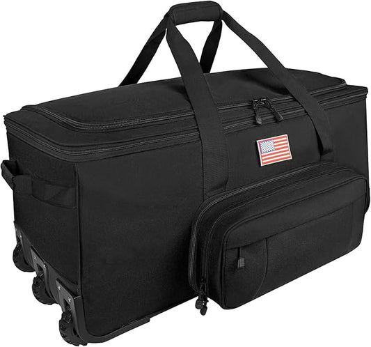 150L Large Rolling Duffle Bag with Wheels, Heavy Duty 32'' Tri-Wheel Gear Hauler for Camping,Moving Sports Equipment, Military & Airline Checked Bag Approved,Black