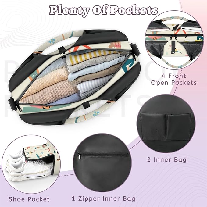 Yoga Gym Bag for Women, Gymnastics Gym Bag with Yoga Mat Holder, Duffel Bag, Sport Bag with Shoe Compartment and Wet Dry Storage Pockets, Suitable for Gym, Travel, Pilates and Beach