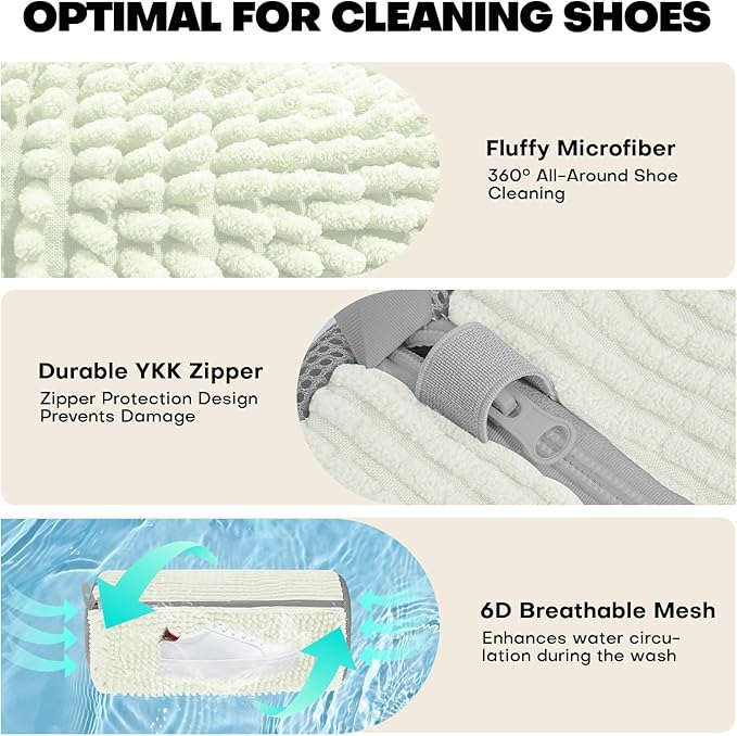 Shoe Washing Machine Bag: Laundry Shoe Bag for Washer and Dryer - 2pc Reusable Shoe Cleaning Bag for Sneaker Tennis Shoes Unstain Cleaner Kit(2 Pcs)