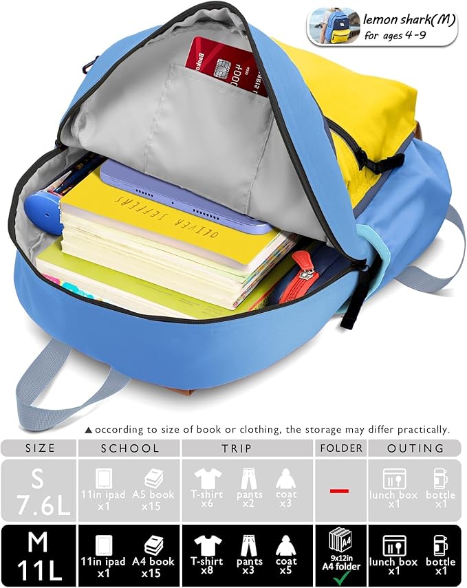 atgark Kids Backpacks, Unisex, Multicolored, Medium, 13" H, 1L, Nylon, Modern, Cartoon, 3-5 Years, Elementary School, Travel, School