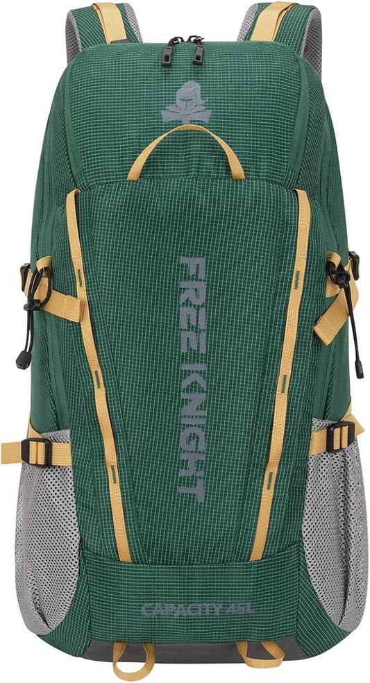 Bseash 45L Waterproof Hiking Camping Backpack with Rain Cover, Outdoor Sport Travel Bag Daypack for Climbing Skiing Cycling (Green)