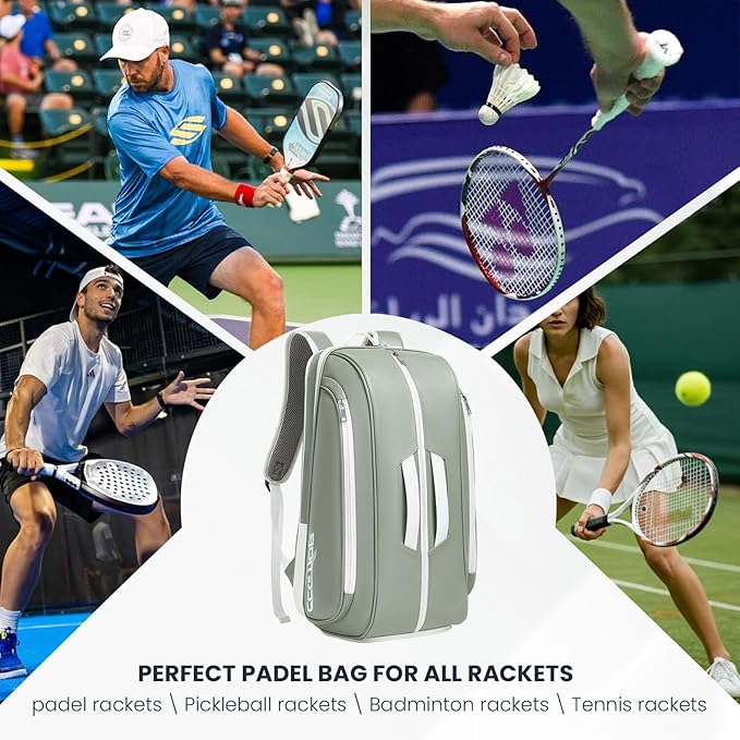Tennis Racket Bag Pickleball Padel Backpack With Shoe Compartment, Laptop Sleeve,Fence Hook,Ball Sleeve