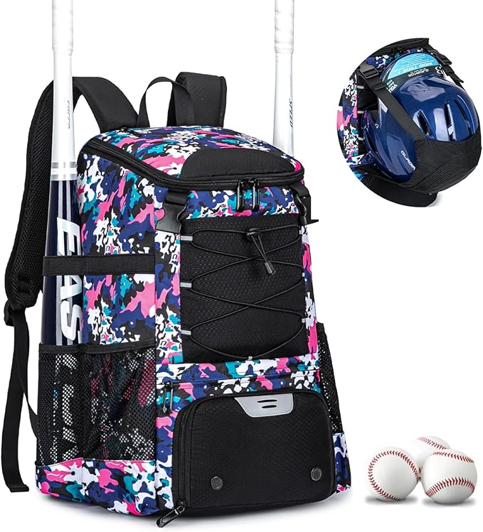 Baseball Bag for Youth and Adult, Softball Backpack 40L Large Capacity, Bat Backpack with Shoes Compartment and Hidden Helmet Holder