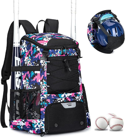 Baseball Bag for Youth and Adult, Softball Backpack 40L Large Capacity, Bat Backpack with Shoes Compartment and Hidden Helmet Holder