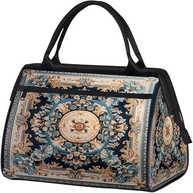Travel Duffle Bag, Ethnic Mandala Florals Overnight Weekender Tote Bag for Women Men Waterproof Carry On Luggage with Zipper Lightweight Sport Gym Bag for Traveling Yoga Camping Traveling Gifts