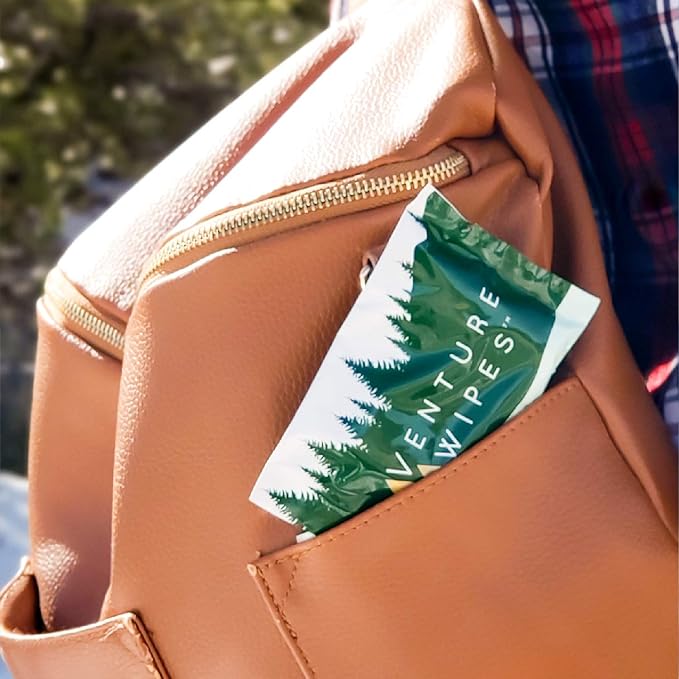 Venture Wipes Tea Tree Oil Body Wipes - Adventure Wipes for Adults - Biodegradable Cleansing With Aloe and Vitamin E - Camping Essentials - Individually Wrapped - 10 Count Bag