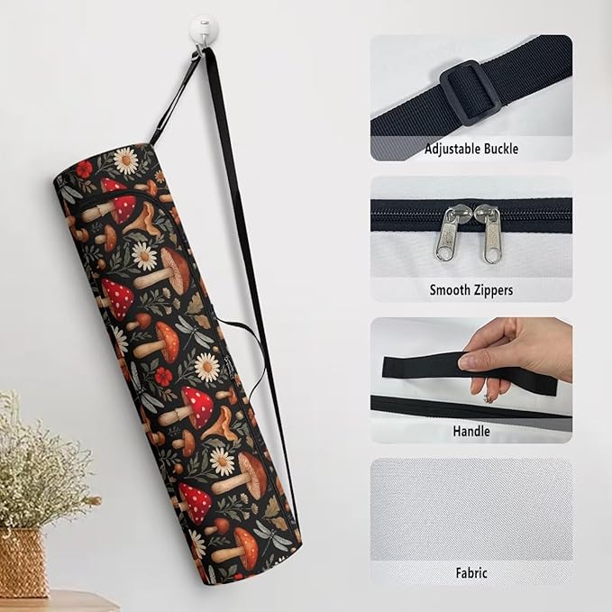 ZCFYGDX Yoga Mat Bag with Adjustable Shoulder Strap and Handle Zipper, 30in Wide x 6.3in Diameter for Yoga Mat Storage