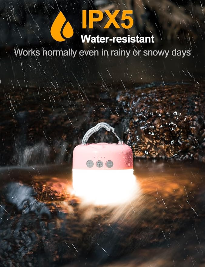 ZMNT LED Camping Lantern Rechargeable 1000LM, Up to 320H Running Time Camping Tent Light, 6700mAh Emergency Light for Hurricane, Power Outages, Home, Hiking, Water-Resistant Pink