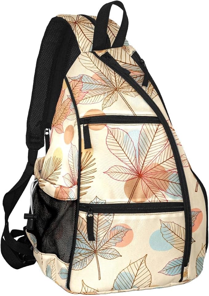Pickleball Bag Fall Maple Leaves Pickle Ball Backpack for Women Men Premium Lightweight Crossbody Sling Bag Sports Backpack for Pickleball Paddle Tennis