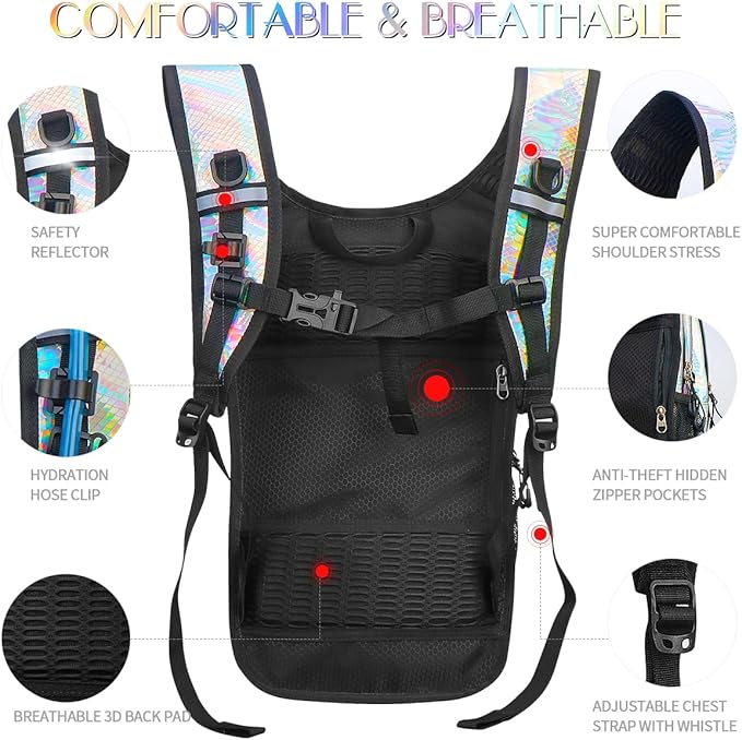 CITCAR Hydration Pack, Water Backpack with 3L Hydration Bladder Lightweight Insulation, Festival Essential, Rave Hydration Backpack, Hydropack Backpack for Rave, Hiking, Biking, Festival Gear