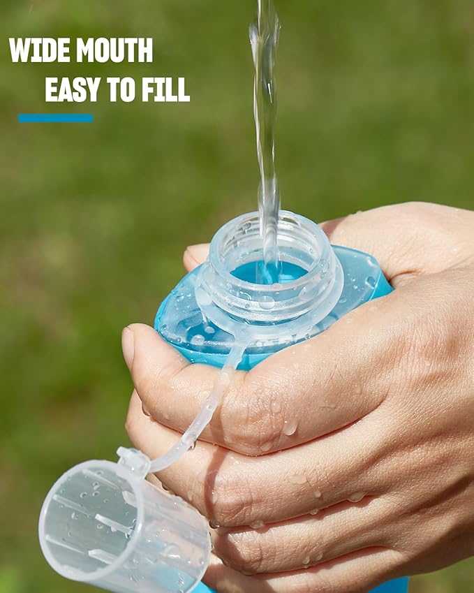 Zelvot Running Vest Soft Flask, BPA-Free 500ml Collapsible Water Bottle for Hydration Backpack, Folding Running Water Bottle for Marathon Hiking Cycling Climbing (Blue, 500 ML)