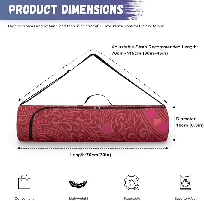 ZCFYGDX Yoga Mat Bag with Adjustable Shoulder Strap and Handle Zipper, 30in Wide x 6.3in Diameter for Yoga Mat Storage