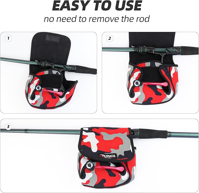 RUNCL Spinning Reel Bag – Protective Storage Pouch for Baitcasting Reels & Spinning Reels, Lightweight & Durable, Ideal for Freshwater & Saltwater Fishing Trips (Camouflage)