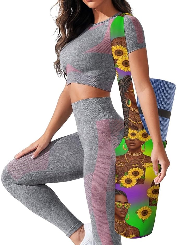 Aiyoolee Single Shoulder Yoga Mat Carrier Bag Portable Spacious with Pocket for Yoga Gym Fitness Travel