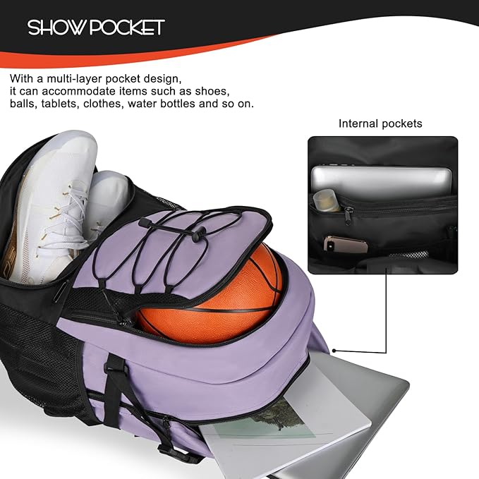 Goloni Basketball Backpack,Large Sports Bag with Ball Compartment & Shoe Compartment,Basketball Bag Fit Volleyball, soccer,Gym