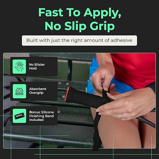 ADV MaxTac Tacky Tennis Overgrip - 12 Pack Extremely Sticky Non-Slip Tennis Grips Overgrip - Razor-Thin & Easy to Use Pro Tennis Racquet Grip Tape, White