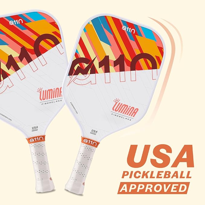 A11N Pickleball Paddles Set Fiberglass Surface Rackets with 4 Pickleball Balls and Pickleball Bag for Beginners - USAPA Approved