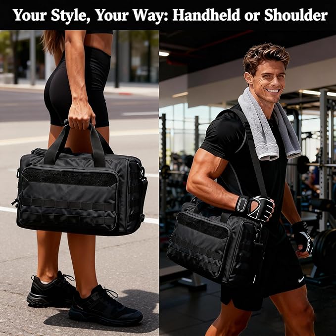 45L Large Tactical Duffle Bag for Men & Women, Waterproof Military Travel Gym Bag with Shoulder Strap & Handles, Big Sports Equipment Organizer for Shooting Range, Outdoor Camping, Hiking