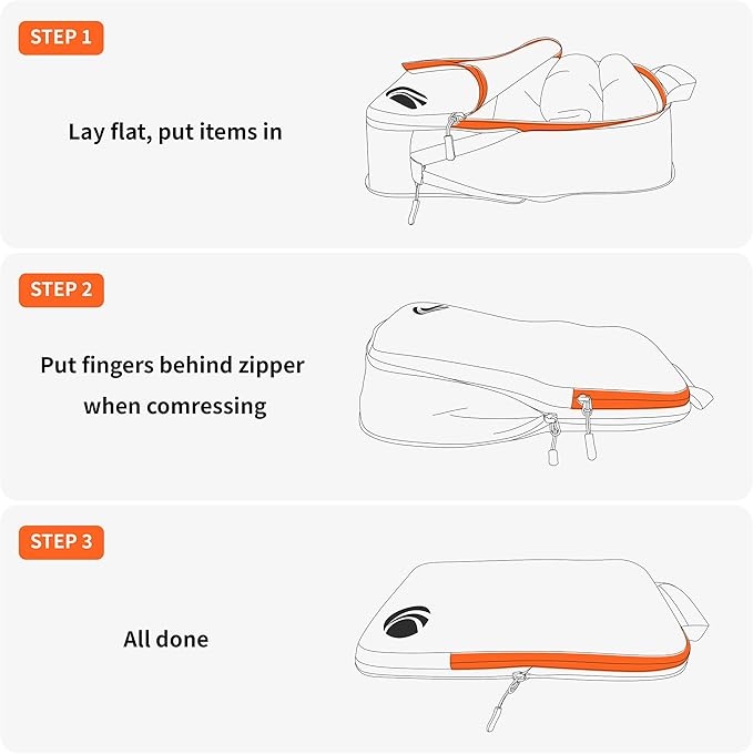 Cipway Compression Packing Cubes Set, Ultralight Expandable Travel Packing Organizers for Carry on Luggage (Grey 3pcs)