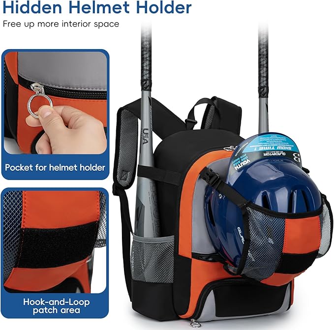 2025 Youth Baseball & Softball Bag | Ultra-Light Tball Backpack with Shoe Compartment & Helmet Holder | Skin-Soft Fabric