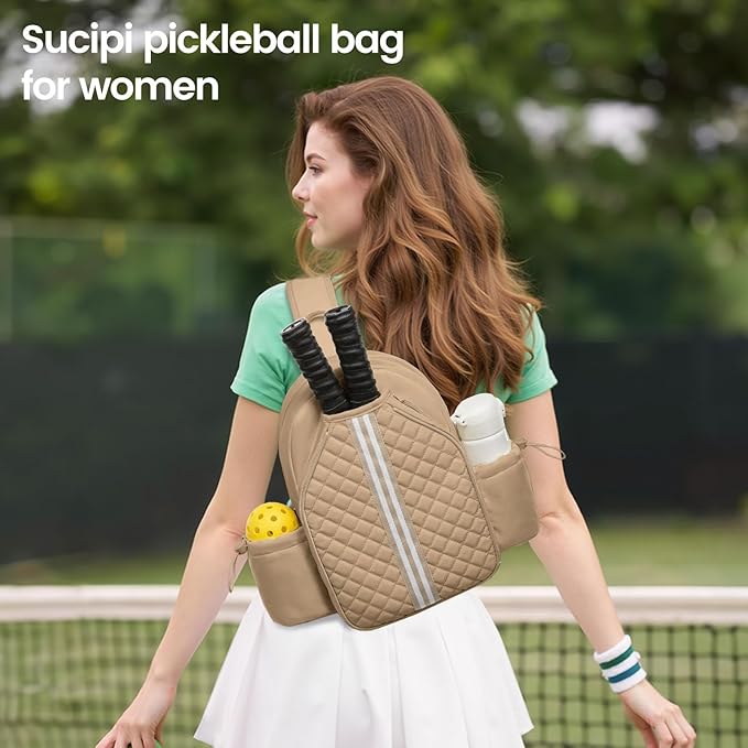 Sucipi Pickleball Bags for Women Lightweight Crossbody and Stylish Quilted Pickleball Paddle Sling Bag Backpack