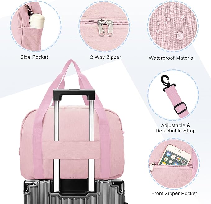 18" Small Carry on Bags for Airplanes with Laptop & Wet Compartment Underseat for Spirit Airlines Personal Item Travel Bag 18x14x8 in Duffle Gym Bag for Women Men