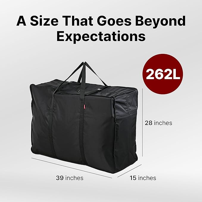 Plago Professional Quality Nylon Extra Large Duffel Bag, Lightweight Foldable Water Repellent, Cargo for Travel, Folding Bike, Tent Mattress Closet Storage (XXXL: 262L capacity (39"x28"x15"))