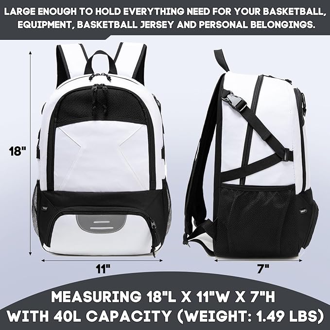 Basketball Bag Backpack, Large Capacity Sports Equipment Bags for Basketball, Soccer, and Volleyball.