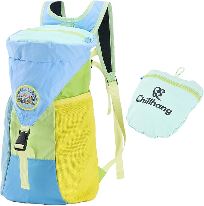 YWYLL Packable 18L Hiking Daypack, Lightweight for Men/Women. Foldable, Water-Resistant, Small Backpack Color Block. (Blue)