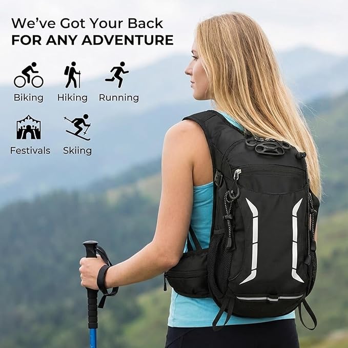 12L Hydration Backpack for Men Women,Lightweight Hydration Pack with 2L Water Bladder, Water Backpack for Cycling,Hiking,Rave,Biking and Running Outdoor Activities