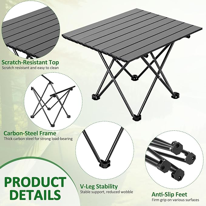 Nuenen 6 Pcs Portable Camping Table Bulk 22 x 17 x 16 Inch Compact Camping Folding Table with Carry Bag for Camp Essentials Hiking Picnic BBQ Cooking Beach Fishing Travel Outdoor Use