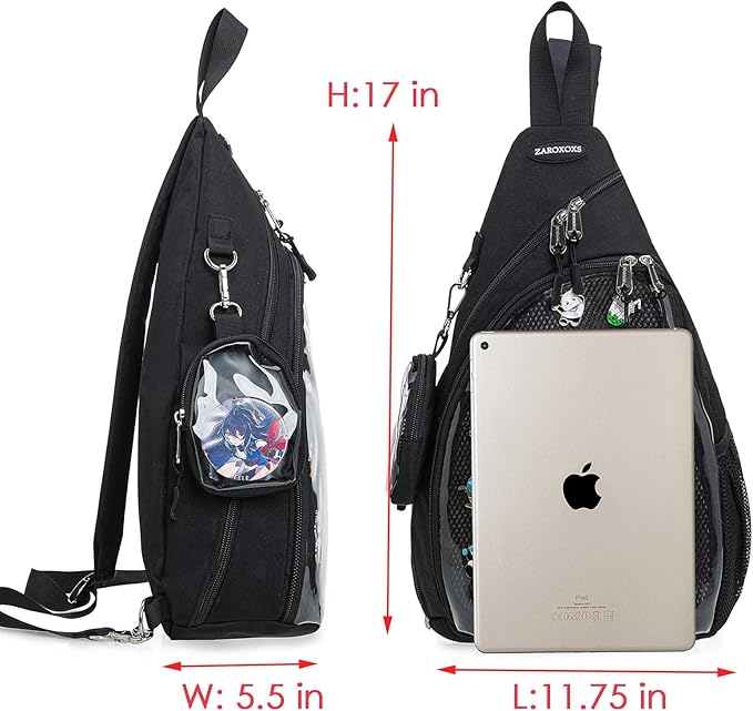 ZAROXOXS Mens Womens Oxford Ita Bag Pin Display Chest Pack Single Shoulder Bag Sport Backpack Packs Hiking Daypack