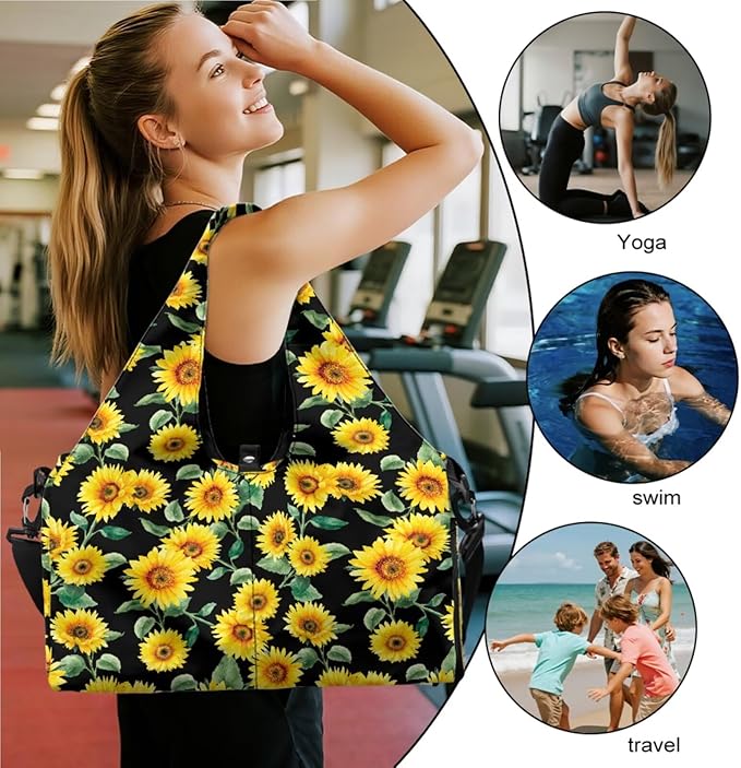 ZCFYGDX Yoga Gym Bag with Removable Adjustable Shoulder Strap, Shoe Compartment & Top Yoga Mat Holder 17.72x8.66x9.84in