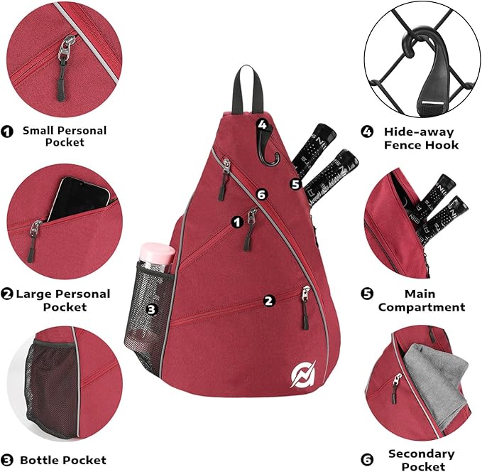 A11N SPORTS Pickleball Bag, Reversible Crossbody Sling Bag/Backpack for Women Men