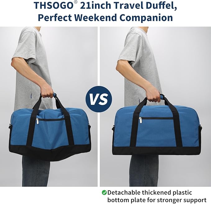 21 inch Gym Bag for Men - 40L Travel Duffel Bag Sport Duffle Bags for Weekend Overnight with Bottom Support (Blue）