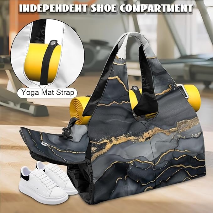 ZCFYGDX Yoga Gym Bag with Removable Adjustable Shoulder Strap, Shoe Compartment & Top Yoga Mat Holder 17.72x8.66x9.84in