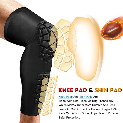 ZODEYI Wrestling Knee Pads Compression Leg Sleeve with Knee Pad and Calf Pad, 1 Pair Knee Sleeve with Shin Guards Shin Pads for Football, Baseball, Rugby, Lacrosse (2, Upgrade Black, XX-Large)