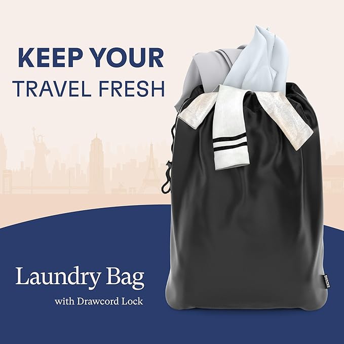 Shacke Premium 8 Packing Cubes Set - Lightweight Mesh Travel Luggage Organizers with Laundry Bag, 8-Piece Suitcase Storage System (Black)