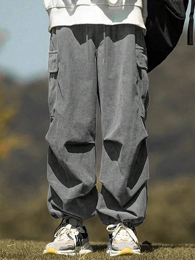 ZAFUL Men's Parachute Pants Casual Baggy Cargo Drawstring Trouser