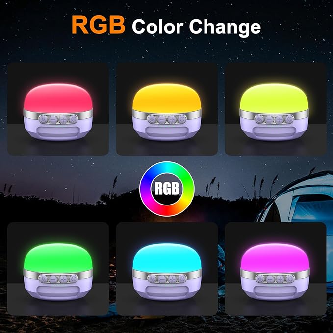 ZMNT LED Camping Lantern Rechargeable 1400LM, Up to 420H Running Time Camping Tent RGB Light, 10400mAh Emergency Hanging Light for Hurricane, Power Outages, Home, Hiking,Violet