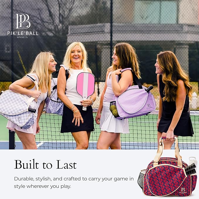 Pik’le’Ball Sport Premium Women's Pickleball Bag – Stylish and Versatile Sports Bag with Water Bottle Holder, Padded Paddle Pocket, and Spacious Design (fits 2+ Paddles!)
