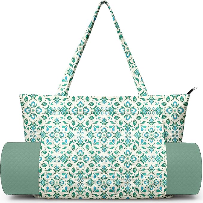 Adalore Women's Yoga Bag with Yoga Mat Carrier - Large Mat Pocket Fitness Tote for Pilates, Gym, Travel, Office & Beach