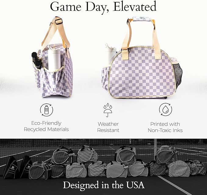 Pik’le’Ball Sport Premium Women's Pickleball Bag – Stylish and Versatile Sports Bag with Water Bottle Holder, Padded Paddle Pocket, and Spacious Design (fits 2+ Paddles!)