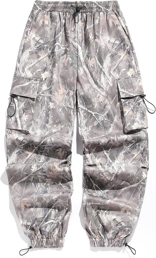 ZAFUL Men's Parachute Pants Casual Baggy Cargo Drawstring Trouser