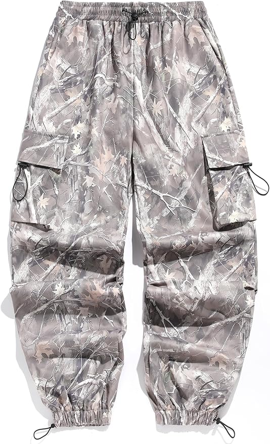ZAFUL Men's Parachute Pants Casual Baggy Cargo Drawstring Trouser