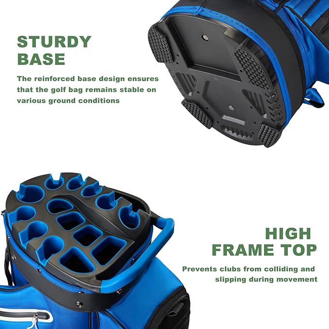 UNIHIMAL 14-Way Golf Cart Bag, Premium Full Length Golf Bag for Men with Magnetic Leather Pocket, Handles and Rain Cover