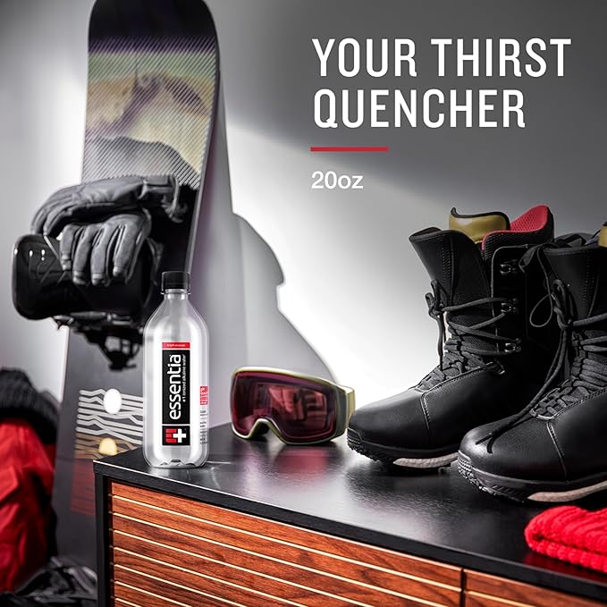 Essentia Water LLC, Ionized Alkaline Bottled Water; 99.9% Pure, Infused with Electrolytes, 9.5 pH or Higher a Clean, Smooth Taste, 20 Fl Oz (Pack of 24)