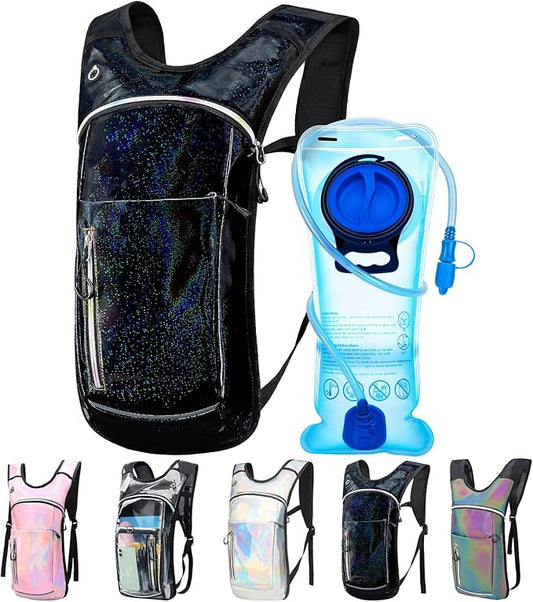 CTSAYCTL Hydration Backpack,Water Backpack with 2L Water Bladder,Festival Essential-Rave Hydration Pack,Lightweight Insulation Hydropack for Outdoor,Hiking,Running,Biking,Music Festival for Men Women