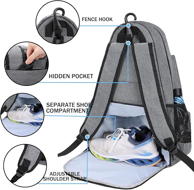 ACOSEN Tennis Bag Tennis Backpack - Large Tennis Bags for Women and Men to Hold Tennis Racket,Pickleball Paddles, Badminton Racquet, Squash Racquet,Balls and Other Accessories